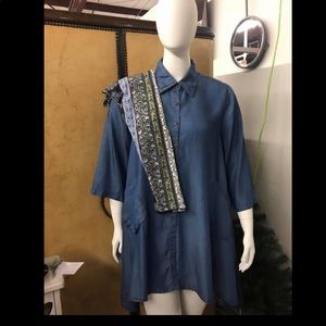 Denim colored high low shirt/Dress